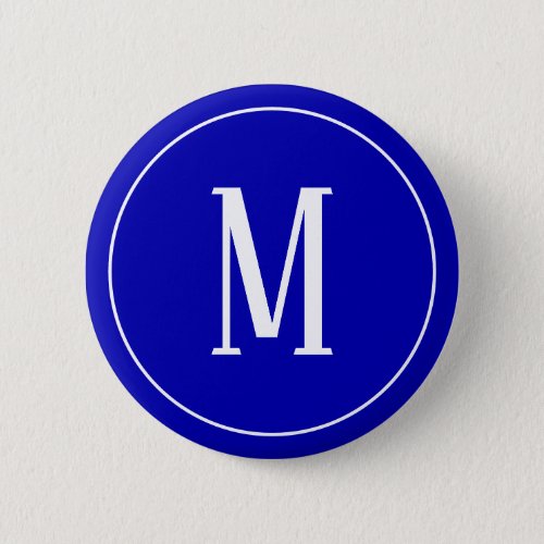 Monogram White on Royal Blue Round Button