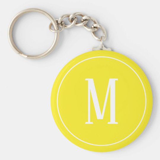 white on yellow monogram keychain