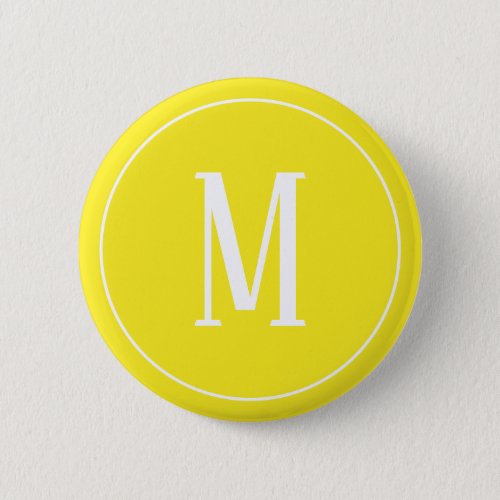 Monogram White on Yellow Round Button