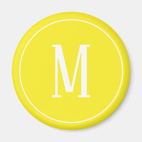 white on yellow monogram magnet