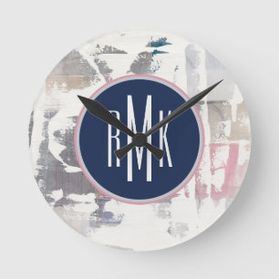 Monogram White Out Crop Round Clock