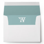 Monogram White Outide, Blue Lined 5x7 Envelope