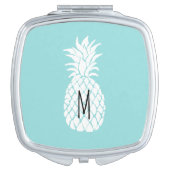 monogram white pineapple on any background color compact mirror (Front)