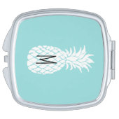 monogram white pineapple on any background color compact mirror (Side)
