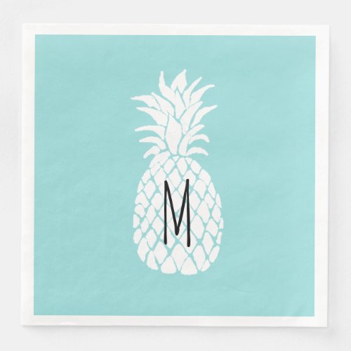 monogram white pineapple paper dinner napkins