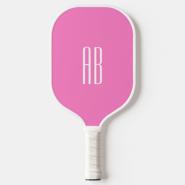 Monogram White Pink Background  Pickleball Paddle (Front)