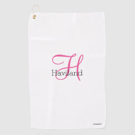 Monogram White Print Golf Towel
