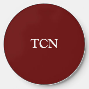 Monogram White Red Burgundy Maroon Minimalist Wireless Charger