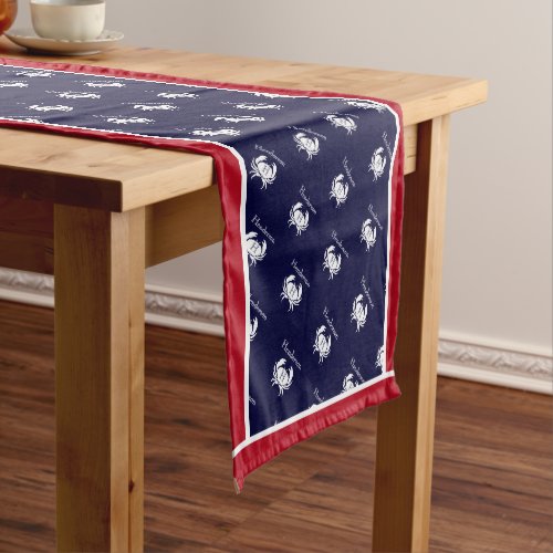 Monogram White Red Crab Nautical Coastal   Short T Short Table Runner