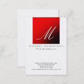 Monogram White Red Stripe Chubby Business Card (Front/Back)