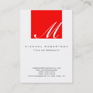 Monogram White Red Stripe Large Business Card
