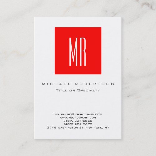 Monogram White Red Stripe Large Business Card