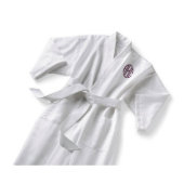 Monogram White Satin Stripe Kimono Bathrobe (3/4)