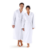 Monogram White Satin Stripe Shawl Bathrobe (Couple)