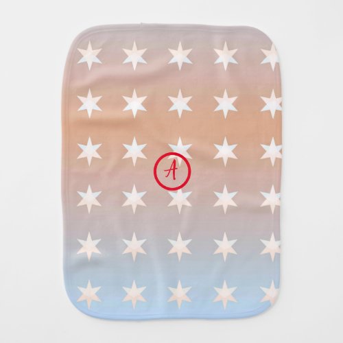 Monogram white star rainbow color baby burp cloth