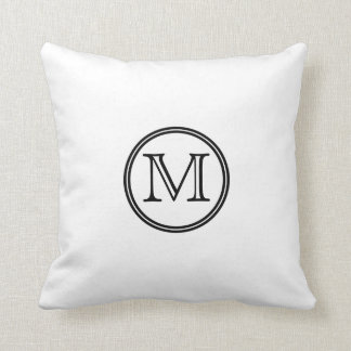 Monogram White Throw Pillow