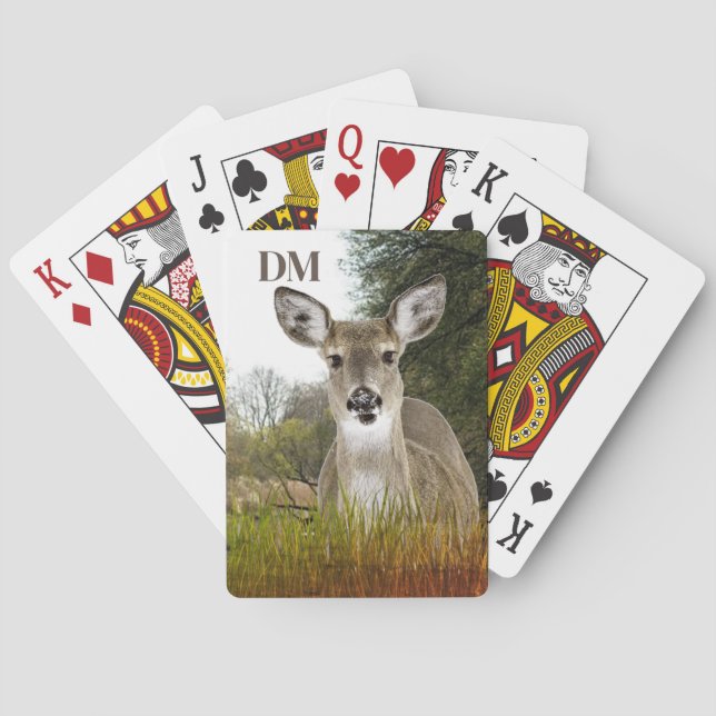 Monogram Whitetail Deer  Poker Cards (Back)