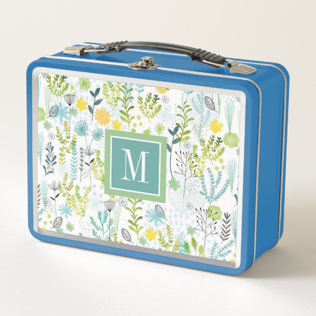 Monogram | Wild and Free Pattern Metal Lunch Box (Front)