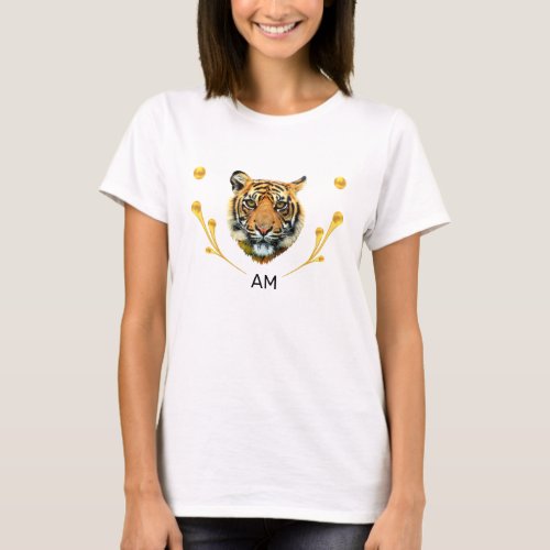 Monogram Wild Tiger Face  Golden Confetti T_Shir T_Shirt
