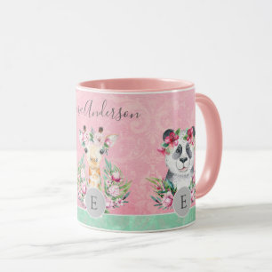 Monogram Wildlife Girls Boho Jungle Animals Pretty Mug
