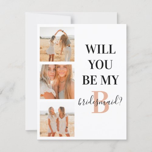 Monogram Will You Be My Bridesmaid Photo Collage