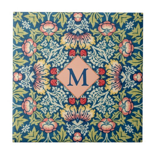 Monogram William Morris Geometric Pattern Ceramic Tile