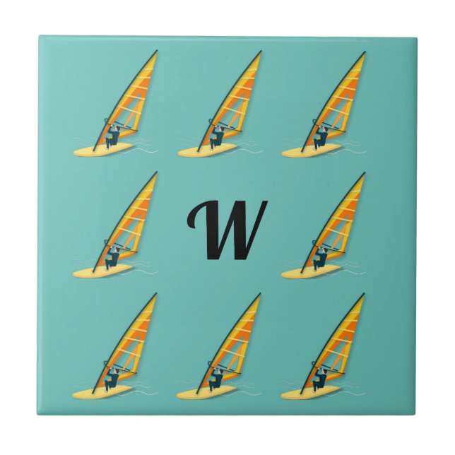 Monogram Windsurfing Ceramic Tile (Front)