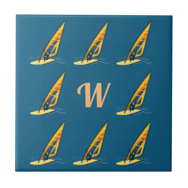 Monogram Windsurfing Ceramic Tile (Front)