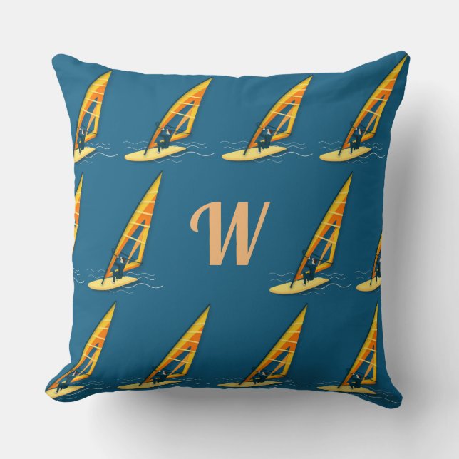 Monogram Windsurfing Throw Pillow (Front)