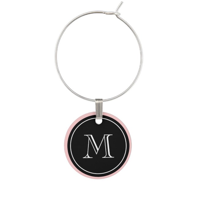 Monogram wine charms with custom color edge (Front)