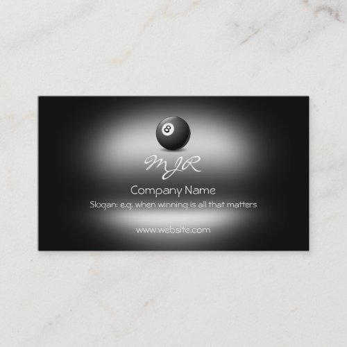 Monogram, Winning Eight Ball, metallic-effect Business Cards
