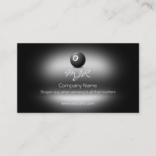 Customizable Monogram, Winning Eight Ball, metallic-effect Business Cards