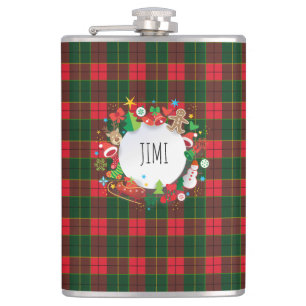 Monogram Winter Holiday Christmas Scotland Pattern Flask
