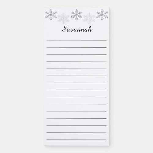 Monogram Winter Snowflakes Magnetic Notepad