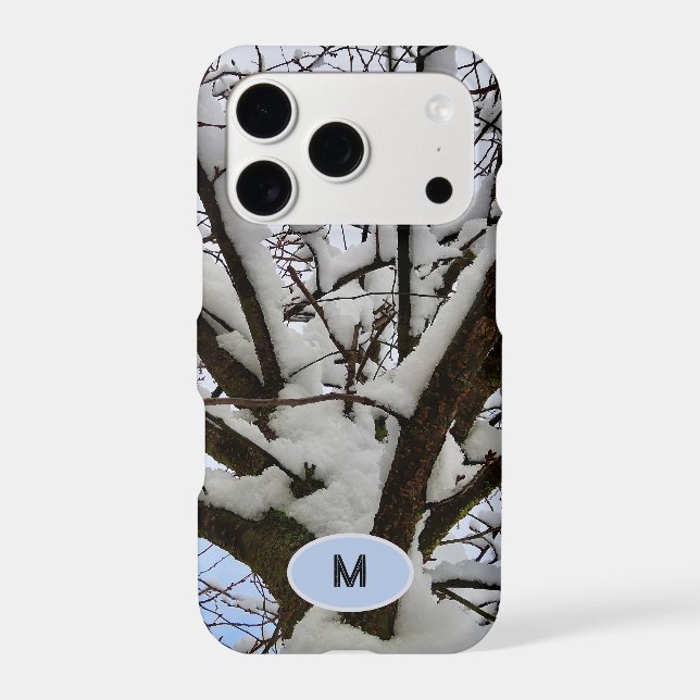 Monogram Winter Snowy Tree Crown Photo - Case-Mate iPhone Case (Back)