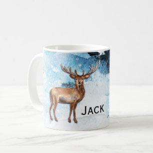 Monogram Winter Stag Outdoorsman Coffee Mug