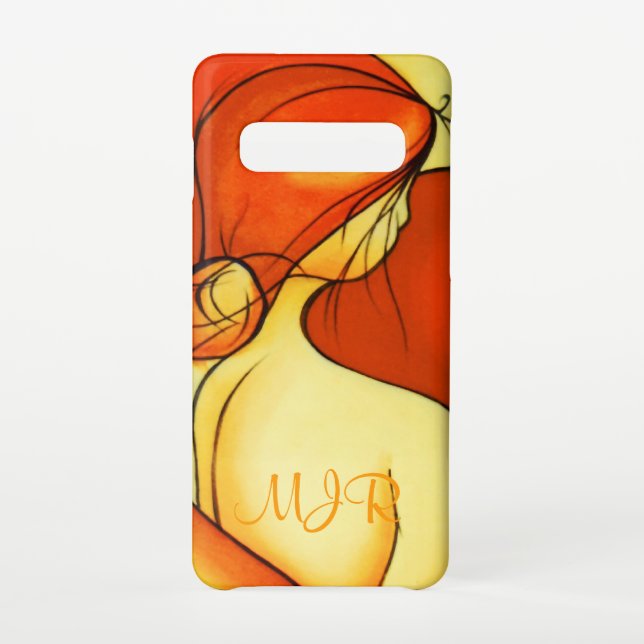Monogram Wistful Lady In Orange Gift Box Samsung Galaxy Case (Back)