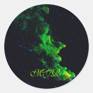 Monogram, Witch Head Nebula deep space image Classic Round Sticker