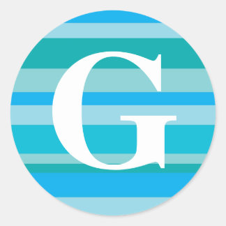 Monogram with a Colorful Striped Background - G Classic Round Sticker