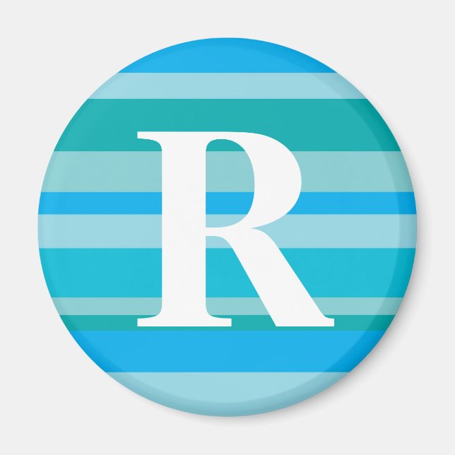 Monogram with a Colorful Striped Background - R Magnet (Front)