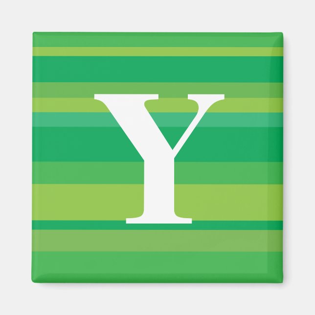 Monogram with a Colorful Striped Background - Y Magnet (Front)
