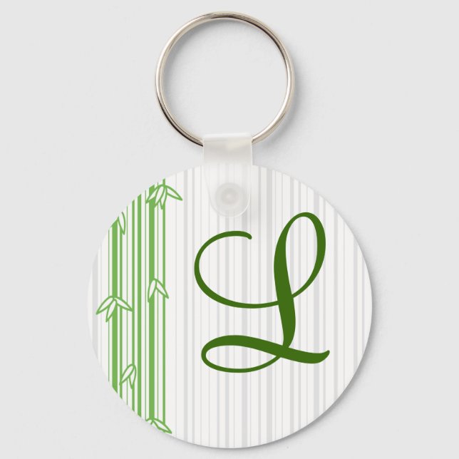 Monogram with Bamboo Background - Letter L Keychain (Front)