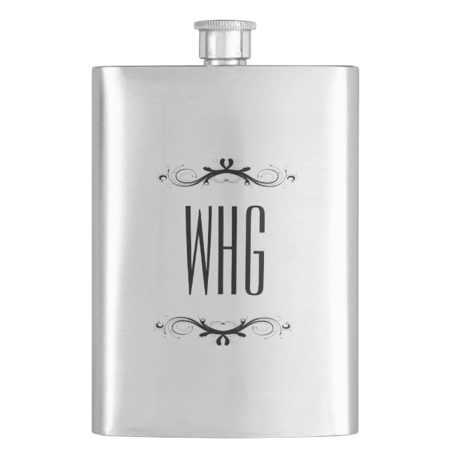 Monogram with Black Accents Flask (Front)