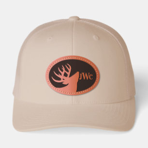 Monogram with Buck Deer Silhouette Leather Patch Hat