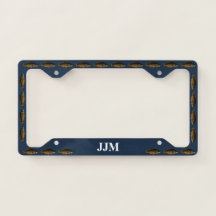 Monogram with Carp Fish on Blue
