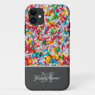 Monogram with colorful sugar sprinkles! iPhone 11 case