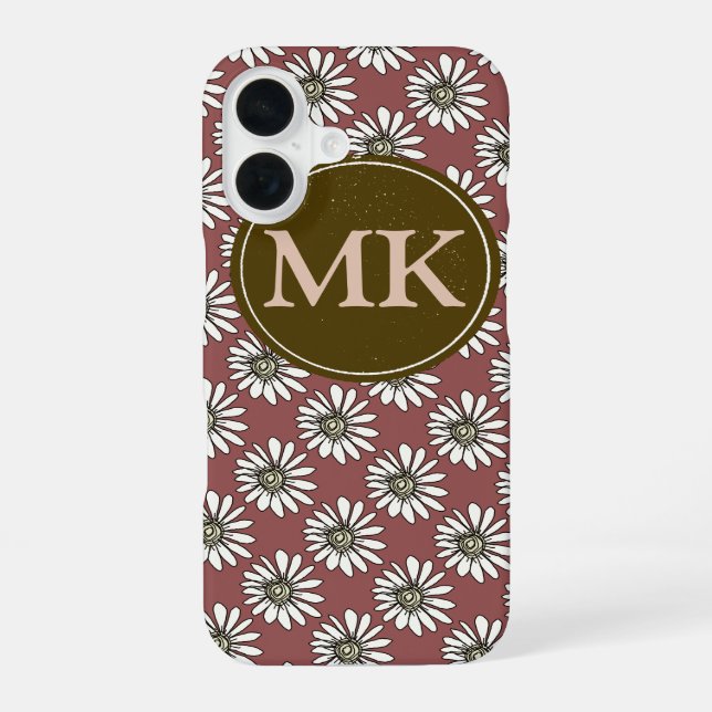 monogram with daisies iphone case (Back)
