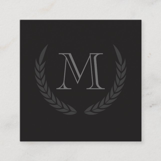 Monogram with Elements Square Business Card (Front)