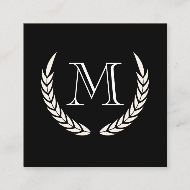 Monogram with Elements Square Business Card (Front)