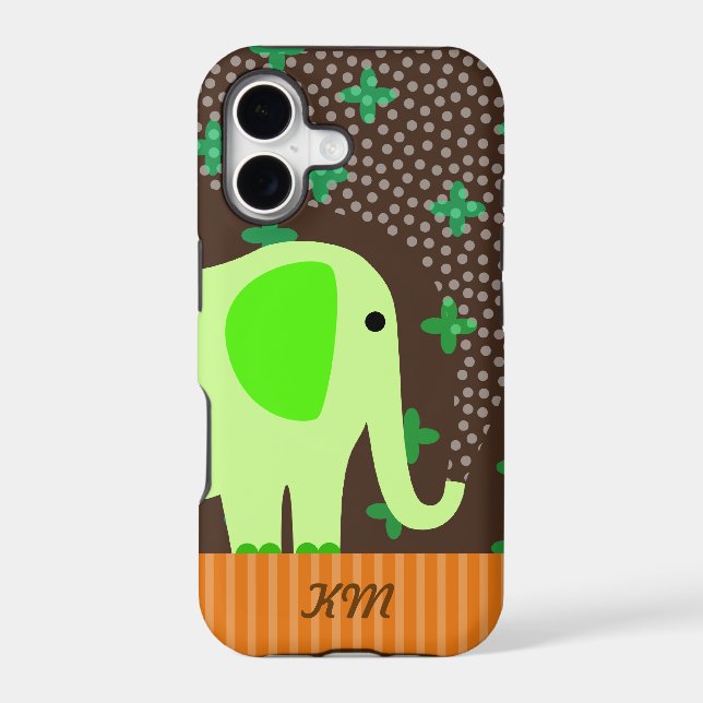 Monogram with Elephant Iphone Case (Back)